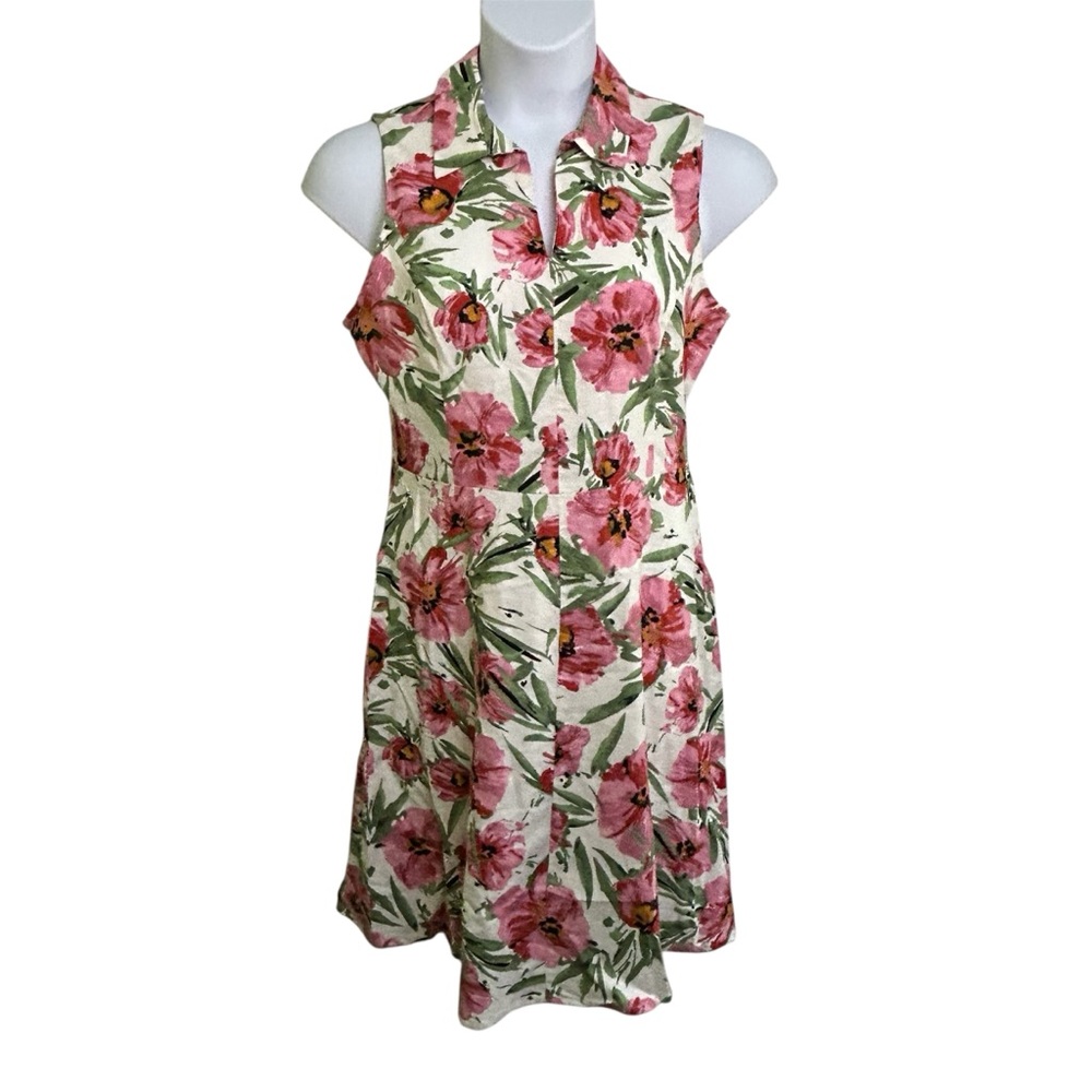 NWT T Tahari Sleeveless Floral Dress V Neck Collar A Line Party Sizes 6, 10, 14